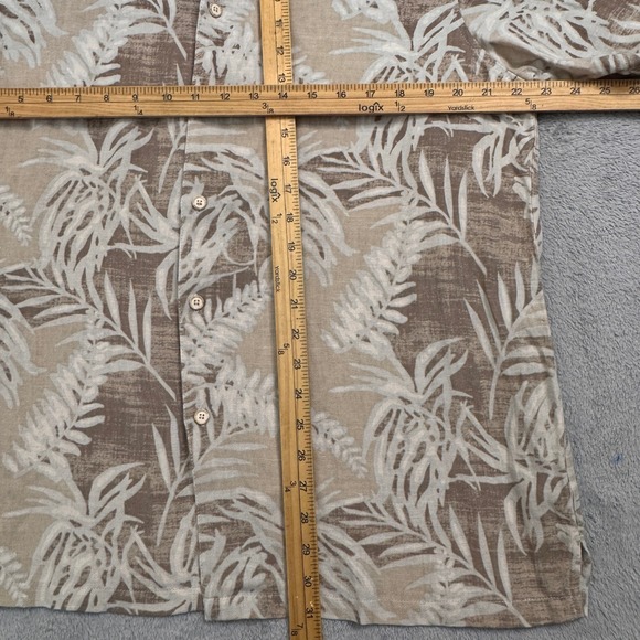 Margaritaville Mens Size L Shirt Short Sleeve Palm Leaf Print Silk‎ Linen Blend - Picture 8 of 8